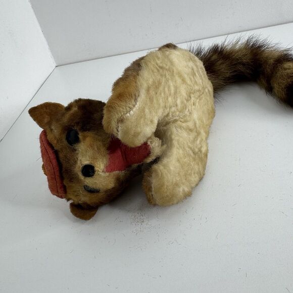 Vtg 1950s - 60s Stuffed Plush Mohair Raccoon Hand Sewn Ringed Tail Tanuki Japan - Picture 9 of 16